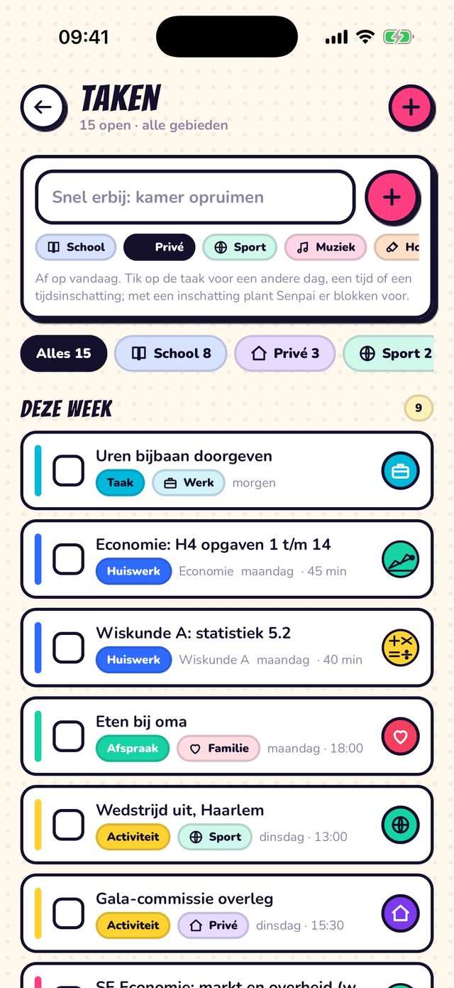 Takenlijst: Over school en alles eromheen.